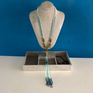 Turquoise, White, Gold Tone Beads Collar